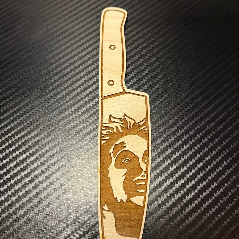 Personalized Horror Icon Portrait Wooden Knife Replica Art, Gifts for Horror Fans, Halloween Decor, Horror Collectible