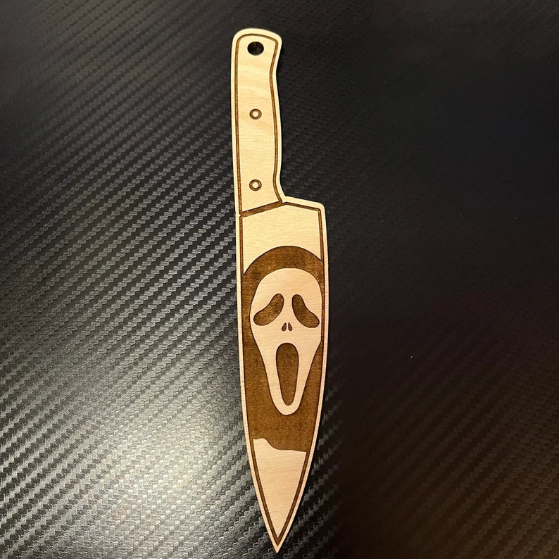 Personalized Horror Icon Portrait Wooden Knife Replica Art, Gifts for Horror Fans, Halloween Decor, Horror Collectible