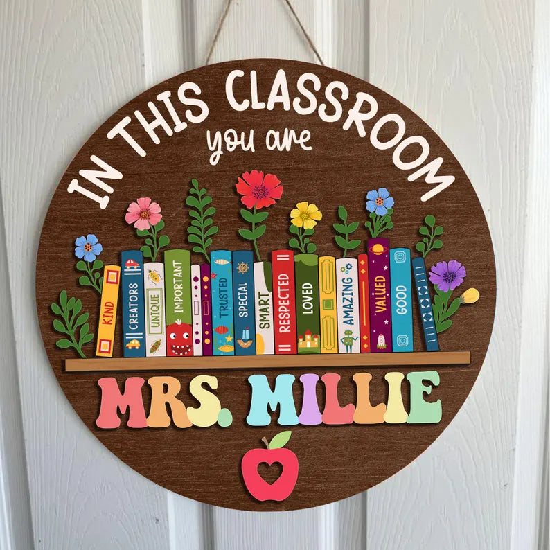 Custom Classroom Door Sign, Classroom Decor, Teacher Wooden Door Sign, Classroom Door Hanger, Back To School, Teacher Appreciation Gifts