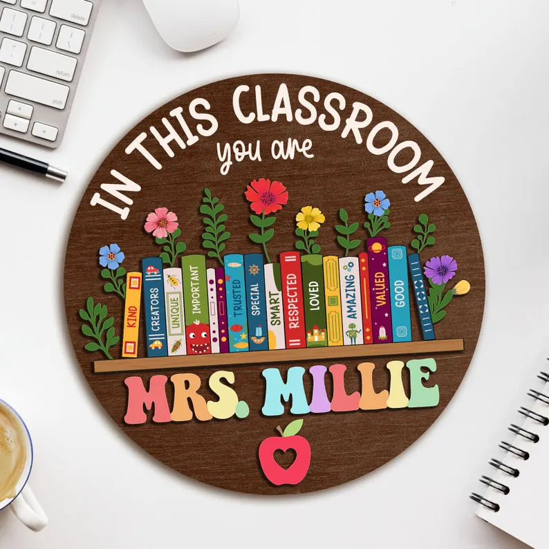 Custom Classroom Door Sign, Classroom Decor, Teacher Wooden Door Sign, Classroom Door Hanger, Back To School, Teacher Appreciation Gifts