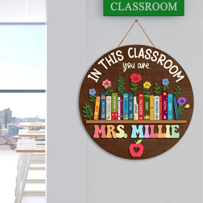 Custom Classroom Door Sign, Classroom Decor, Teacher Wooden Door Sign, Classroom Door Hanger, Back To School, Teacher Appreciation Gifts
