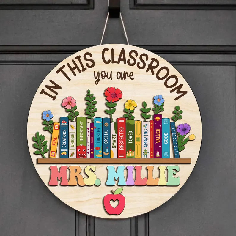 Custom Classroom Door Sign, Classroom Decor, Teacher Wooden Door Sign, Classroom Door Hanger, Back To School, Teacher Appreciation Gifts