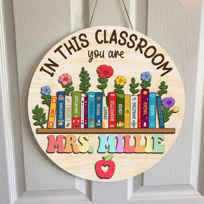 Custom Classroom Door Sign, Classroom Decor, Teacher Wooden Door Sign, Classroom Door Hanger, Back To School, Teacher Appreciation Gifts
