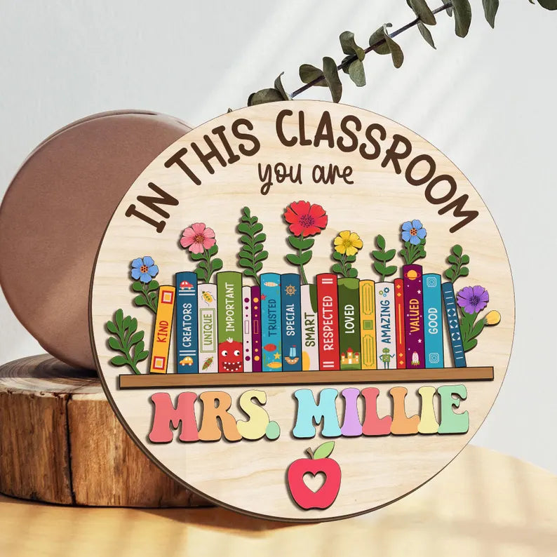 Custom Classroom Door Sign, Classroom Decor, Teacher Wooden Door Sign, Classroom Door Hanger, Back To School, Teacher Appreciation Gifts