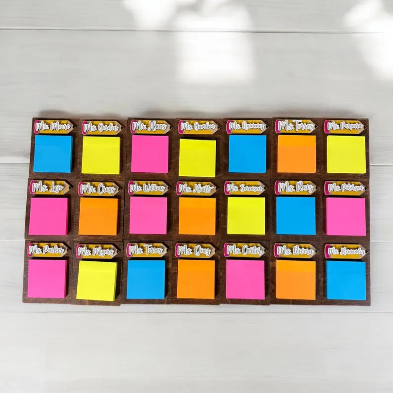 Teacher Sticky Note Pad Holder Gift | Personalized Teacher Name Gift