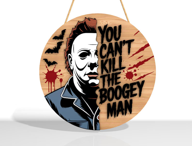 Welcome Horror Door Hanger, Horror Movies Character Wooden Sign