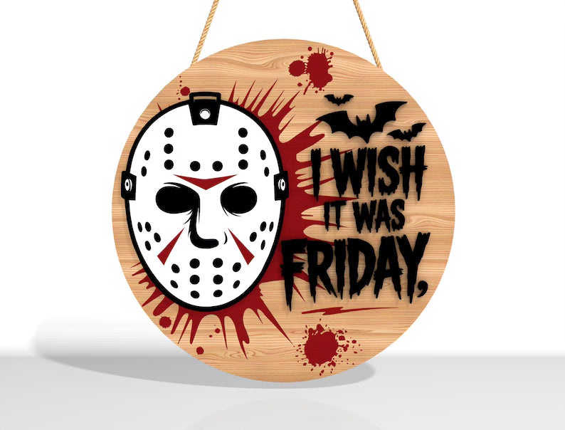 Welcome Horror Door Hanger, Horror Movies Character Wooden Sign