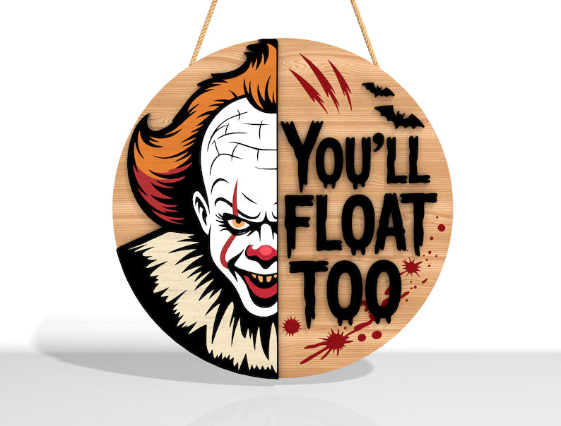 Welcome Horror Door Hanger, Horror Movies Character Wooden Sign