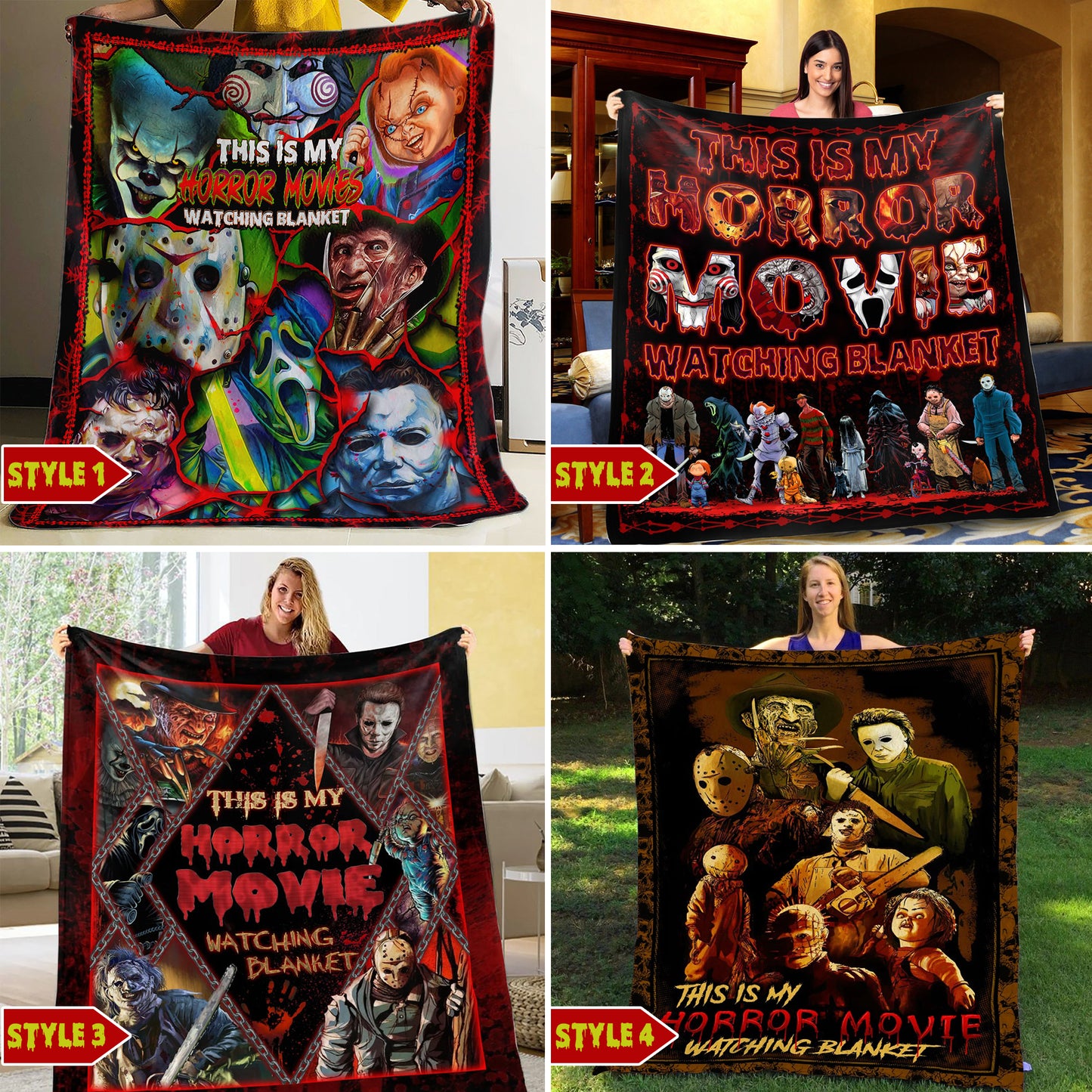 Personalized This Is My Horror Movies Watching Blanket, Custom Scary Movie Blanket