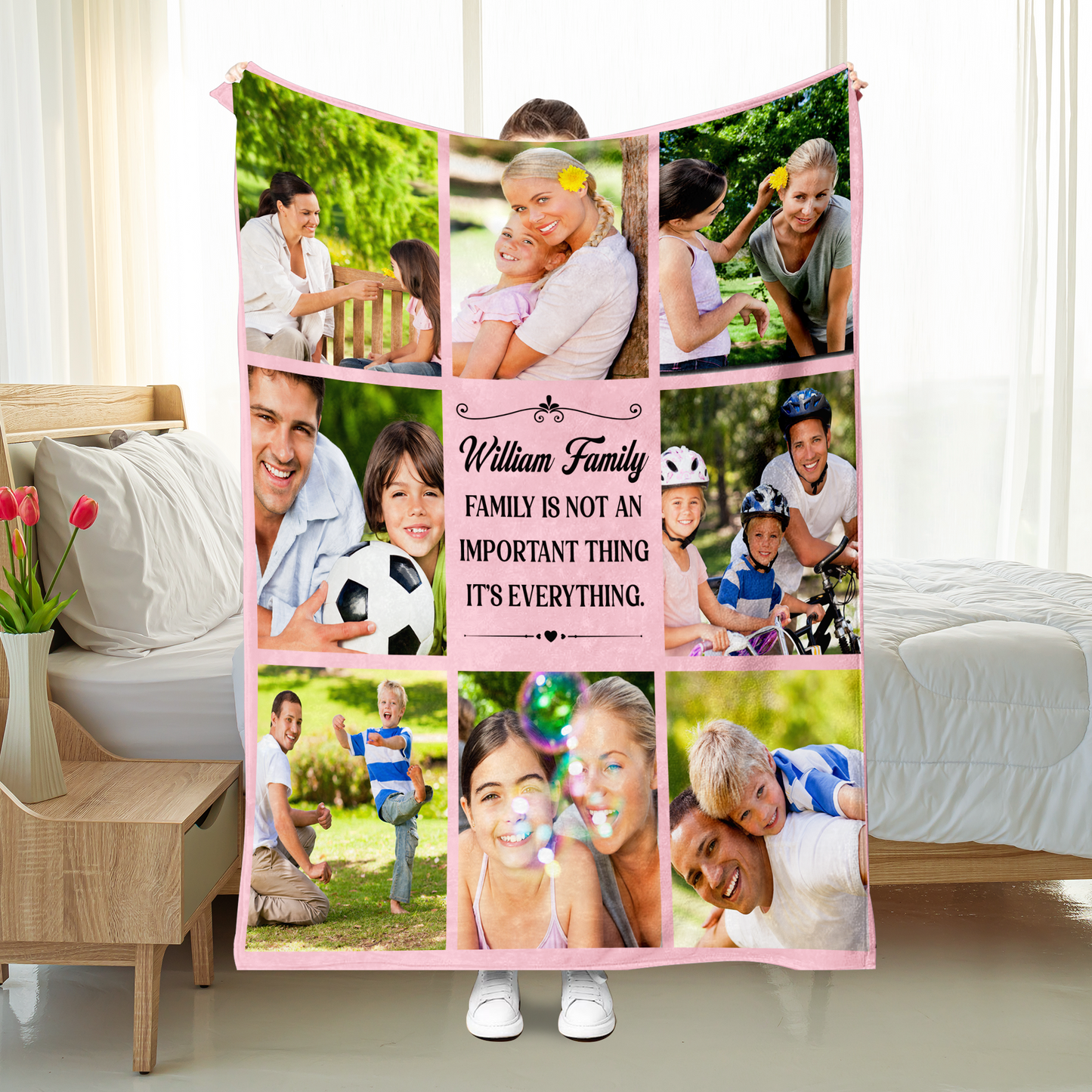 Personalized Family Blanket, Custom Photo with Letter Family Blanket, Personalized Family Blanket – Custom Photo & Letter Design.