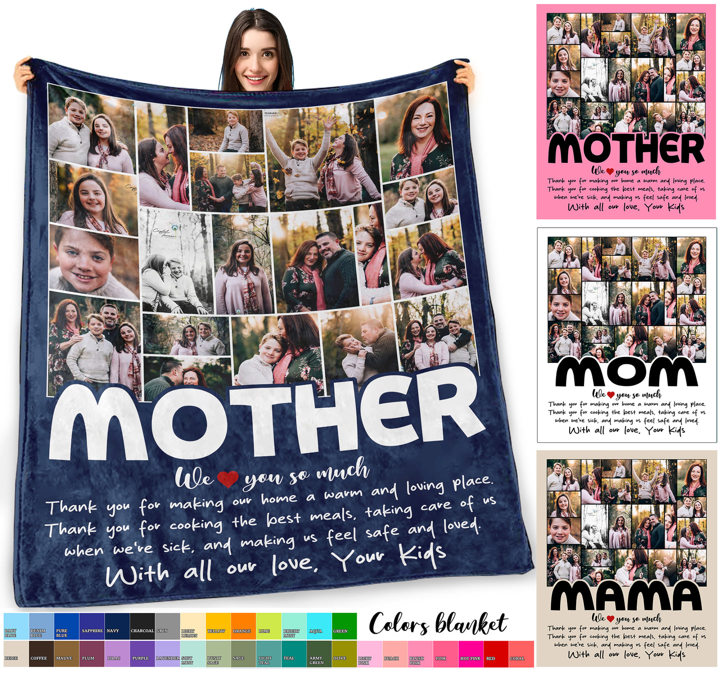 Personalized To My Mom Blanket, Custom Photo with Letter To My Mom Blanket