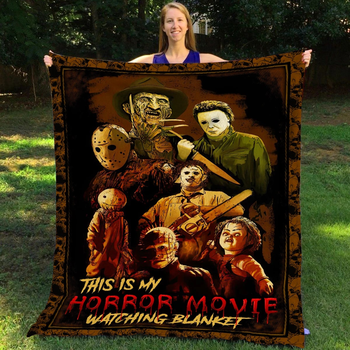 Personalized This Is My Horror Movies Watching Blanket, Custom Scary Movie Blanket